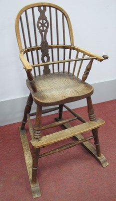 Lot 1536 - An Ash and Elm Child's Wheelback High Chair,...