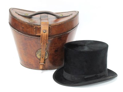 Lot 1282 - A Vintage Black Top Hat, with retailers label '...