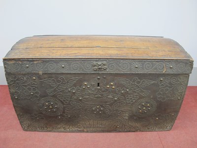 Lot 1563 - A XVII Century Continental Oak and Leather...