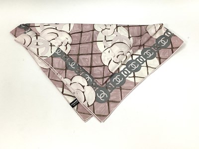 Lot 1407 - Chanel; A Silk Square Scarf, in a stylised...