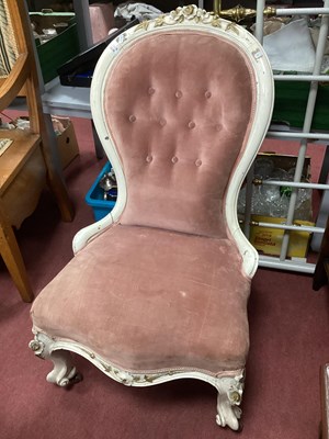 Lot 1517 - XIX Century White Painted Walnut Nursing Chair,...