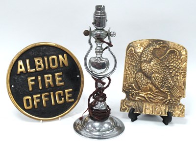 Lot 1285 - A Brass Fire Mark, cast with an eagle and...