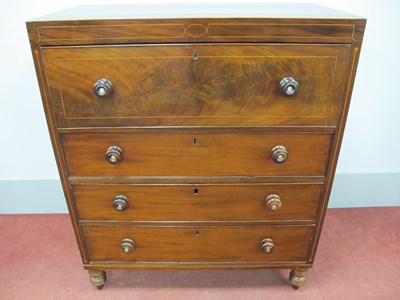 Lot 1519 - A XIX Century Mahogany Secretaire Chest, the...