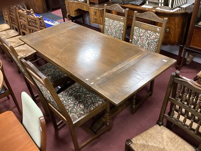Lot 1553 - 'Old Charm' Oak Draw Leaf Table, on turned and...