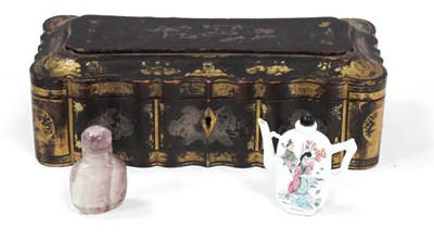 Lot 1134 - A Chinese Gilt and Black Lacquer Rectangular...