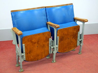 Lot 1476 - A Pair of Adjoined Theatre Seats, wooden and...