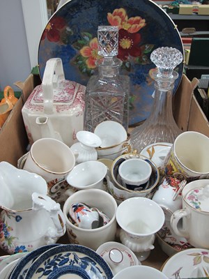 Lot 1050 - Two Glass Decanters, Minton 'Haddon Hall',...