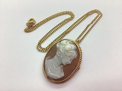 Lot 88 - A 9ct Gold Carved Cameo Brooch / Pendant, the...