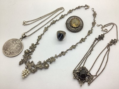 Lot 155 - A Freshwater Pearl Bead and Marcasite Inset...