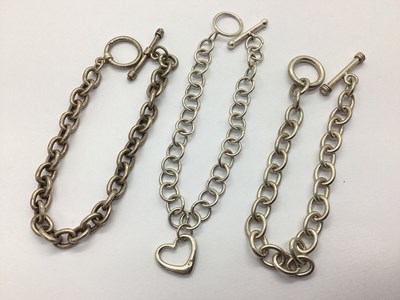 Lot 102 - Three "925" Belcher Link Bracelets, each to...
