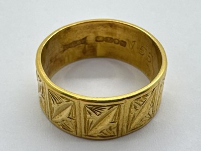 Lot 25 - A 22ct Gold Wide Wedding Band, allover...