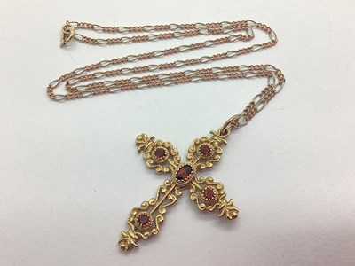 Lot 52 - A Decorative 9ct Gold Cross Pendant, of...