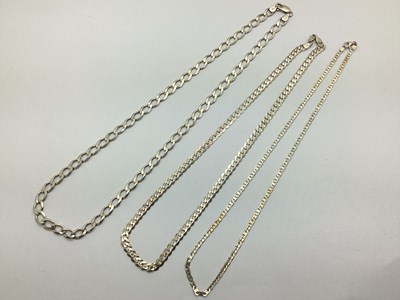 Lot 112 - Three "925" Chain Necklaces, to include fancy...