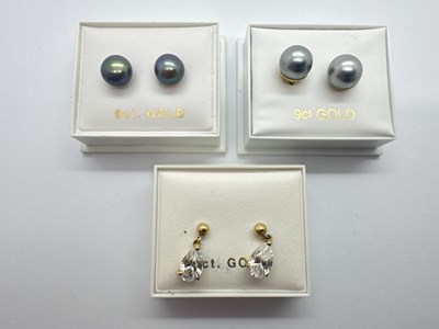 Lot 55 - A Pair of Stone Set Drop Earrings, the ball...