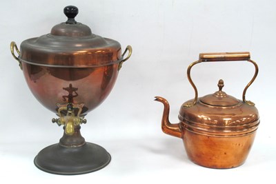 Lot 1434 - English Copper Tea Urn with Brass Tap and...