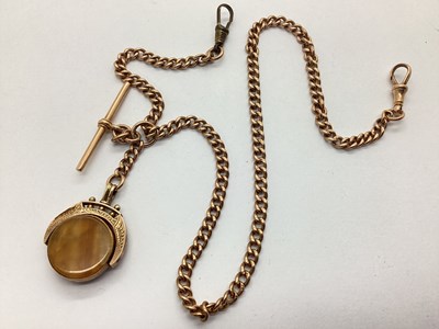 Lot 220 - A Rose Colour Curb Link Albert Chain, (links...