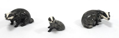 Lot 1290 - A Beswick Pottery Badger Family, all marked to...