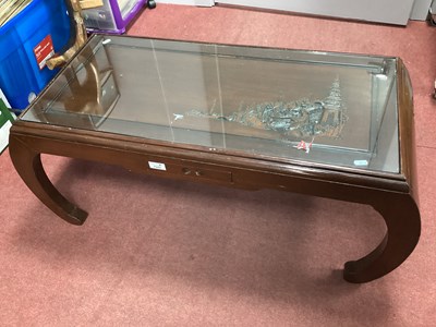 Lot 1542 - Chinese Hardwood Coffee Table with Pagoda...