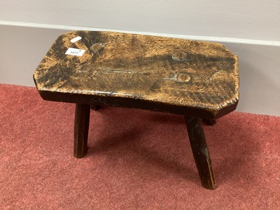 Lot 1577 - XIX Century Elm Footstool with Canted Corners,...