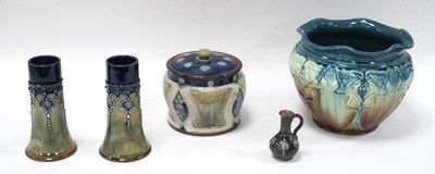 Lot 1225 - Royal Doulton Stoneware Tobacco Jar, pair of...