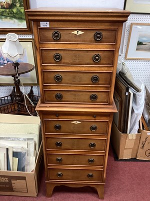 Lot 1516 - XX Century Walnut Chest on Chest, four top...