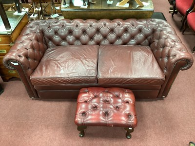 Lot 1583 - Ox Blood Two Seater Chesterfield Settee, with...