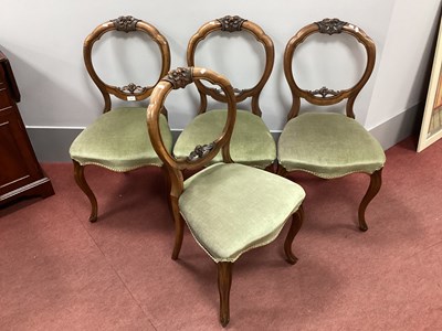 Lot 1563 - Set of Four XIX Century Walnut Salon Chairs,...
