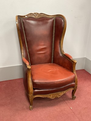 Lot 1549 - XX Century French Style Red Leather Armchair,...