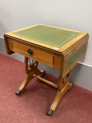 Lot 1548 - Small Repro Sofa Table, with green leather...