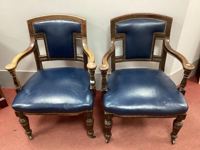 Lot 1565 - Early XX Century Oak Blue Leather Open...