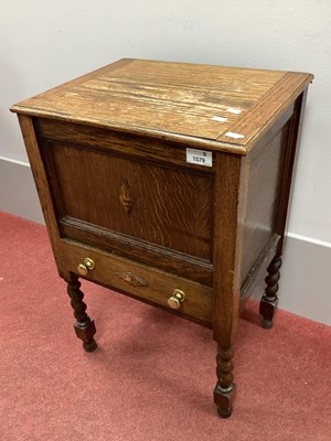 Lot 1579 - 1930s Oak Sewing Table, with a hinged lid,...