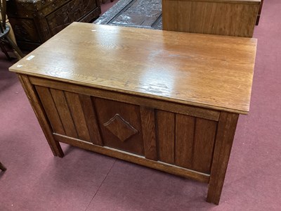 Lot 1574 - XX Century Oak Blanket Box, with a hinged lid,...