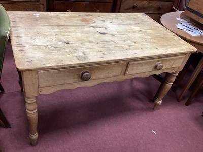 Lot 1557 - Pine Side Table, with two small drawers, on...