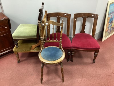 Lot 1575 - Pair of XIX Century Oak Dining Chairs, with...