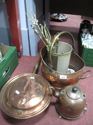 Lot 1079 - XIX Century Copper Warming Pan, with turned...