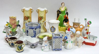 Lot 1175 - XIX Century Bisque Hat Pin Holders, cow...