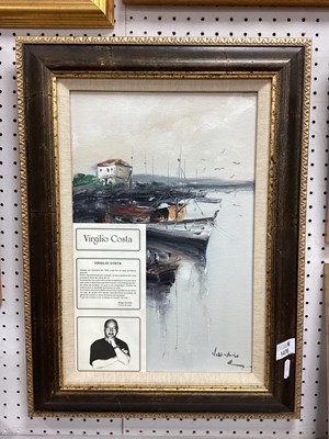 Lot 1476 - Virgilio Costa (Born 1943) Boats Moored in...