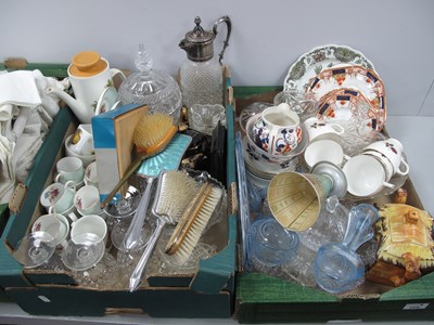Lot 1008 - Claret Jug, blue glass trinket set, Copeland...