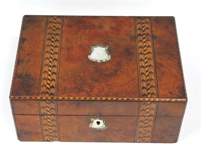 Lot 1346 - XIX Century Walnut Work Box with Chevron Band...