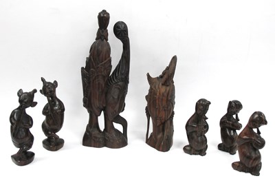 Lot 1330 - Five Balinese Hardwood Musician Figures, the...
