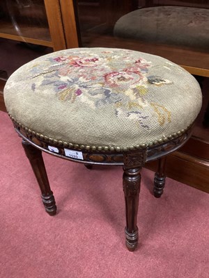 Lot 1533 - Early XX Century Stool with Oval Tapestery Top...