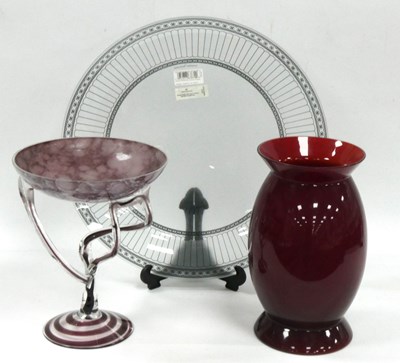 Lot 1185 - Murano Ruby Glass Vase with Flared Rim, signed...