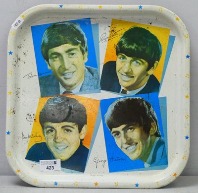 Lot 423 - Beatles Tin Tray, circa 1964, original sticker...