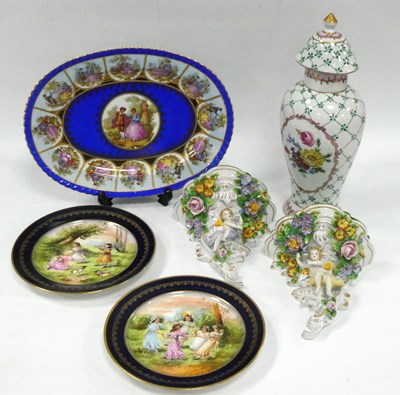 Lot 1190 - A Pair of Sitzendorf Porcelain Wall Shelves,...