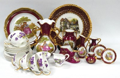 Lot 1188 - Limoges Plates and Vases, Tuscan 'Woodland...