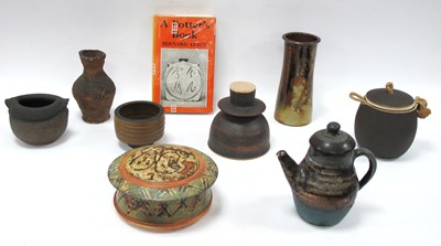 Lot 1259 - Studio Pottery - teapot 17cm tall, 'ES'...