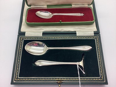 Lot 8 - A Hallmarked Silver Baby Pusher and Spoon, R&B,...