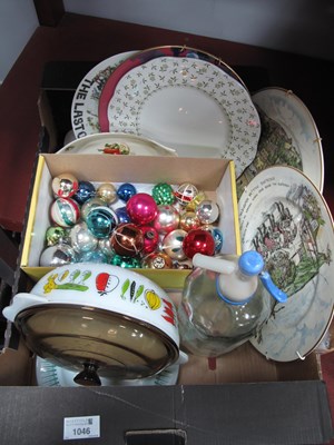 Lot 1046 - Vintage Christmas Baubles, Holmfirth plates,...