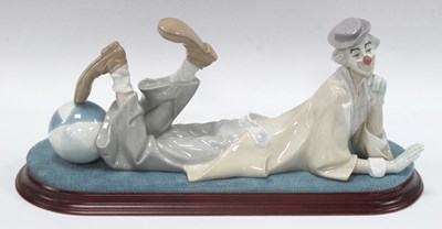 Lot 1248 - Lladro Pottery Figure of Reclining Clown with...