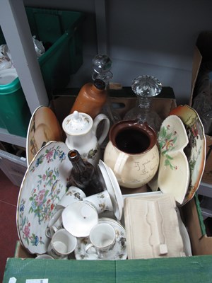 Lot 1067 - Devon Jug, decanters, Wade cheese dish, Royal...